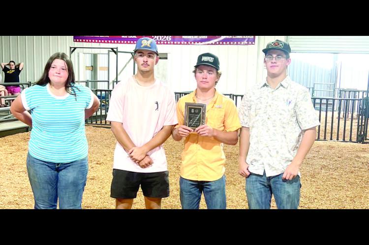 MOSS FFA MEMBERS WIN NAMED FIRST OVERALL LAND JUDGING TEAM AT THE HUGHES COUNTY FREE FAIR! Pictured left to right: Cierra Wood, Landon Golden, Tate Keesee, Jacob Gentry. Landon Golden - High Individual, Tate Keesee - 2nd High Individual, Jacob Gentry - 3rd High Individual