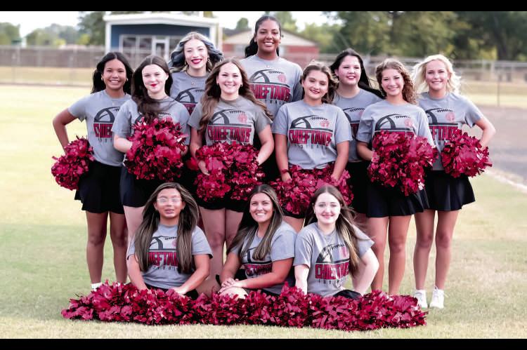 WETUMKA CHIEFTAIN CHEER IS OFF TO A GREAT START THIS SEASON! The squad pictured above are Row 1. Emmy Ber- ryhill, Maelee Clanton, Mattison Griffin. Row 2. Dahlia Caldwell, McKenzie Kyllonen, Emily Anderson, Raylen Blackshire.