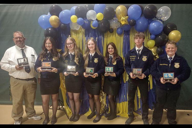 2025-26 Stuart FFA Chapter Officers Chosen-The Stuart FFA Chapter recently announced the selection of their new officers for the next school year. Pictured are: Chapter Advisor Matt Rosenow, President Reagan Dominic, Vice-Presi dent Emma Ridenour, Secreta