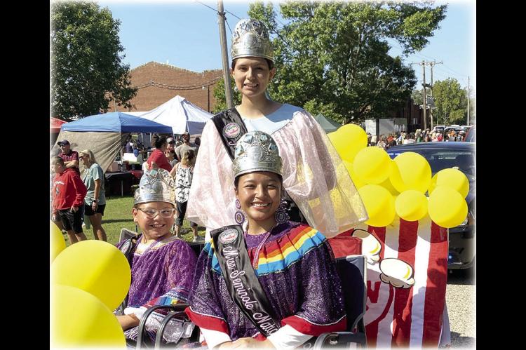 Seminole Nation Royalty Front: Gia Burgess, Little Miss Seminole and Alivia Wapskineh, Miss Seminole Back: Taya Jones, Jr. Miss Seminole