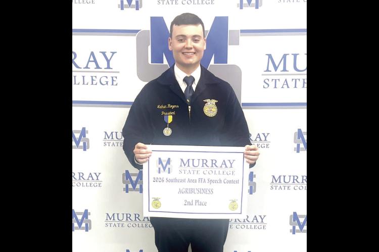 MOSS FFA MEMBER, LATHAN ROGERS, COMPETED IN THE AREA  FFA STATE SPEECH CONTEST ON MONDAY, APRIL 20TH