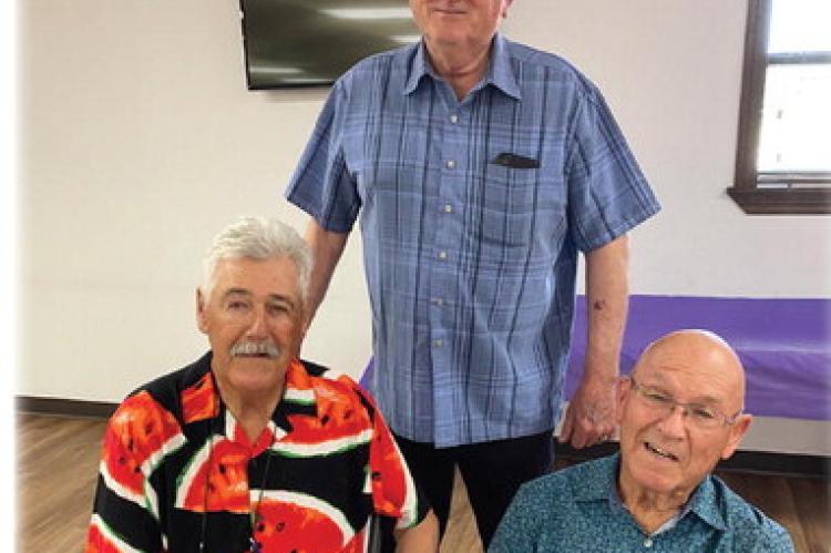 ATWOOD WAS BUZZING WITH FAMILIAR FRIENDS LAST MONTH! Three of those attending the annual reunion for Atwood schools were Bill Cates, Lane Ritter, and Wendell Pierce.