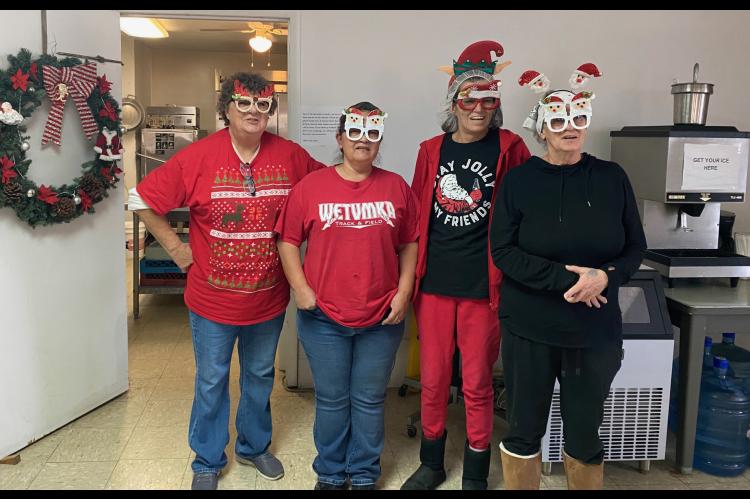 Merry Christmas from the Wetumka Senior Citizens Center! Pictured above are: Linda Lee, Joetta Mannon, Tracy Hughes and Tami Andrews