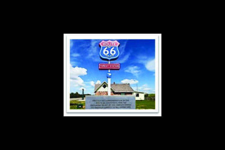 Historic Monument at Threatt Filling Station in Luther