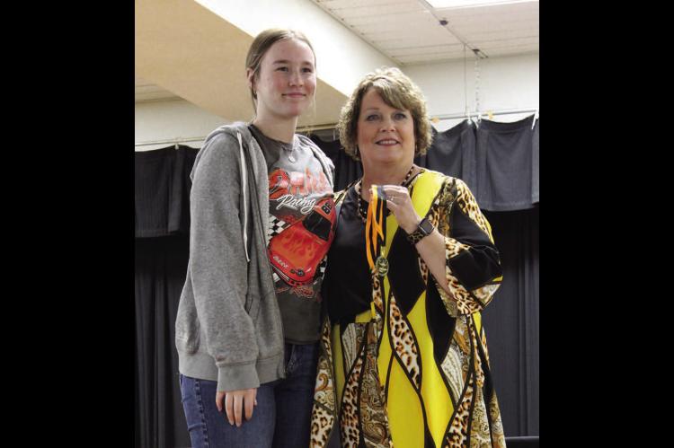 Calvin students presented awards by Principal Jean Alexander