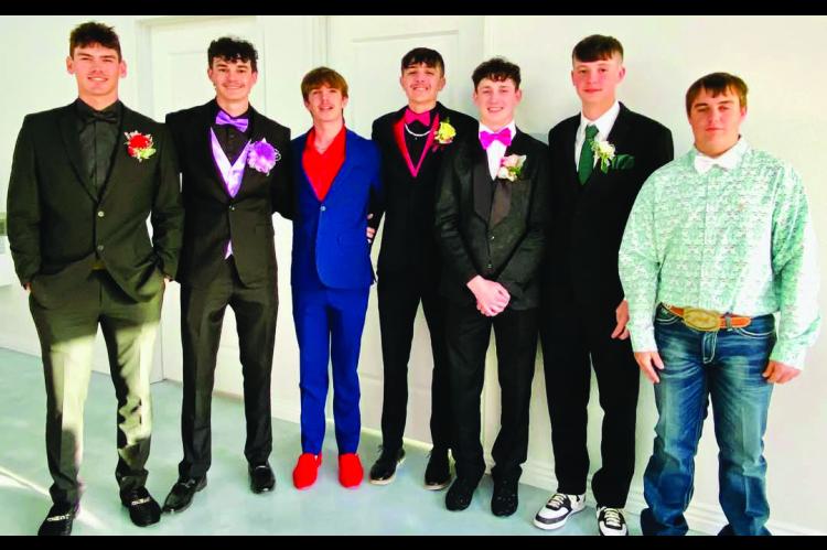 STUART STUDENTS DRESSED TO IMPRESS AT THIS YEAR’S PROM... Zack Luker, Colt Carlton, Cody Cook, Nolan Stewart, Nolan Lindley, Karsyn Sanders, and Dallin Whitaker had a great time with their fellow classmates at this year’s junior/senior prom hosted by 