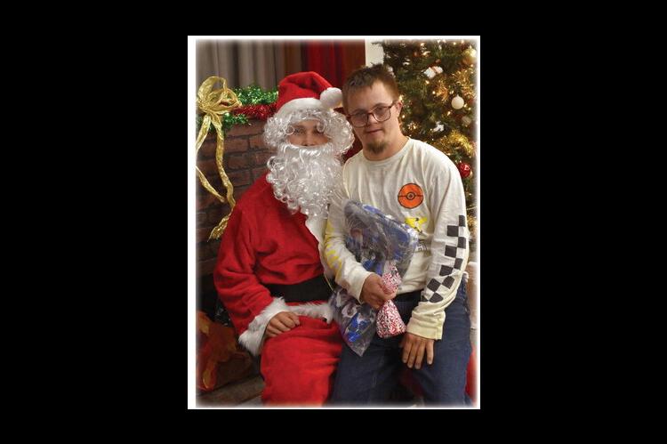 Santa Claus visits Dustin