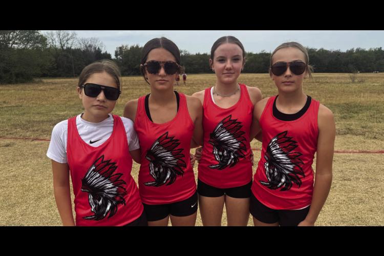 WETUMKA SCHOOLS HOSTS CROSS COUNTRY MEET TUESDAY... Students from all across the region gathered just outside Wetumka city limits this past Tuesday to compete in the Wetumka Cross Country Meet. Pictured Left at the meet are Wetumka students Maelei Barnett, Ellie Truett, Nani Mason, and Cayni Crump.