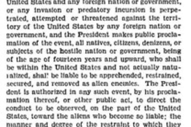 The Alien Enemies Act was first cited by President James Madison during the War of 1812 against England. It ordered British citizens in the U.S. to relocate more than 40 miles from the coast. There’s no record of how many people were actually arrested f
