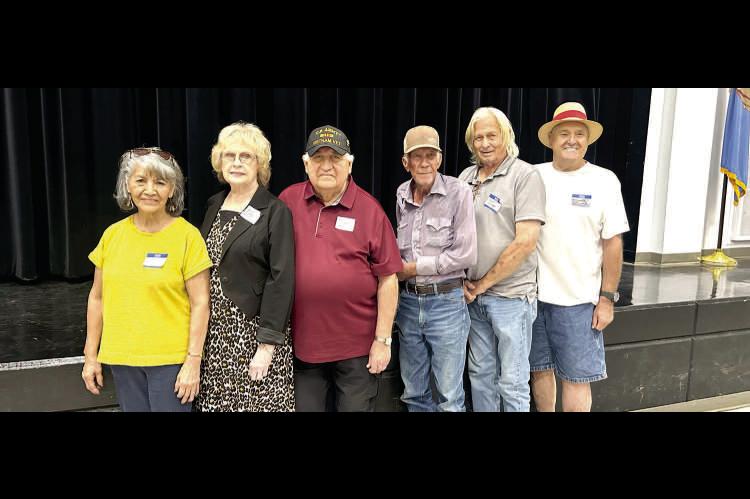 ENJOYING THIS YEARS GATHERING FROM THE CLASS OF 1965... Abigail Herod Wesley, Lois Brown Wright, Terry James Wright, George Cromp. John Kibby (68), and Emmitt Leftwich.