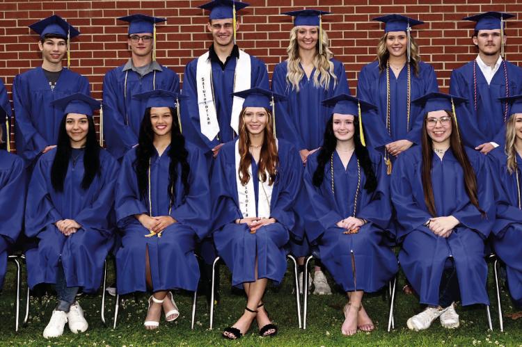 CONGRATULATIONS TO THE MOSS GRADUATING CLASS OF 2024! Pictured above: Back row: Sebastian Orozco, Ian Villarreal, Joshua Pugh, Salutatorian Noah Gentry, Shay Stambaugh, Caitlynn Rosenow, Trey Carpenter, Marli Richmond. Front row: Alex Summy, Iliana Lynch, Kandess Bridger, Valedictorian Mattie Robertson, Jonna Lacey, Genevieve Maxwell, Aleeah Rich.
