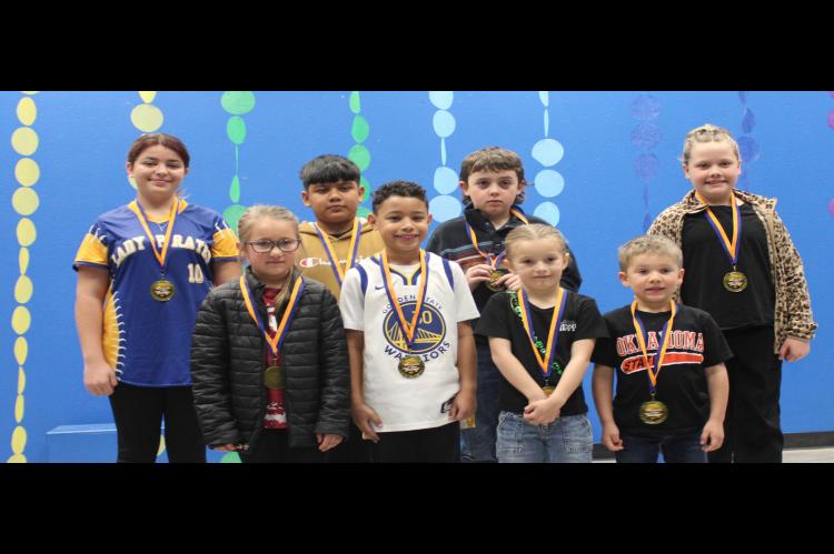MOSS STUDENTS OF THE MONTH (pictured above): Back row - Zoe Riley, Eyran Gutierrez, Cruz Powell, Trinity Hester Front row - Leeah Greenlee, Syncere Ramsey, Timber Romberg, Jack Greenlee