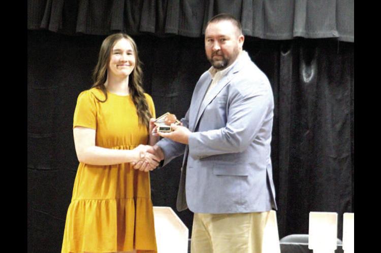 Andi Winningham - Girls Basketball MVP Award presented by her father, Jared Winningham Calvin School Superintendent