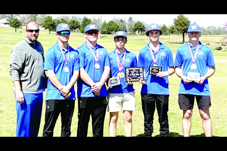 MOSS GOLF TEAM EARNS LRC CHAMPIONSHIP. Friday, March 13th, the Moss Pirates Golf Team competed in the Little River Conference Golf Tournament. It was their first appearance where they won the LRC Championship. The five players in attendance placed in the top eleven high individuals. Members Jackson O’Kelley, Garrett LaGrone, and Levi Foster made All-Conference. Pictured left to right: Coach Troy Miller, Landon Golden, Heston Nolen, Levi Foster, Garrett LaGrone, and Jackson O’Kelley.