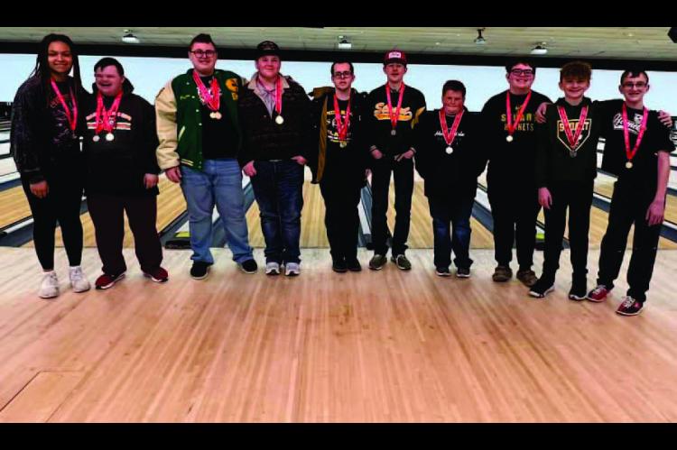 FIVE SPECIAL OLYMPIANS AND THEIR PEER MENTORS FROM STUART PUBLIC SCHOOL WON GOLD MEDALS AT THE WINTER GAMES IN DURANT IN JANUARY.