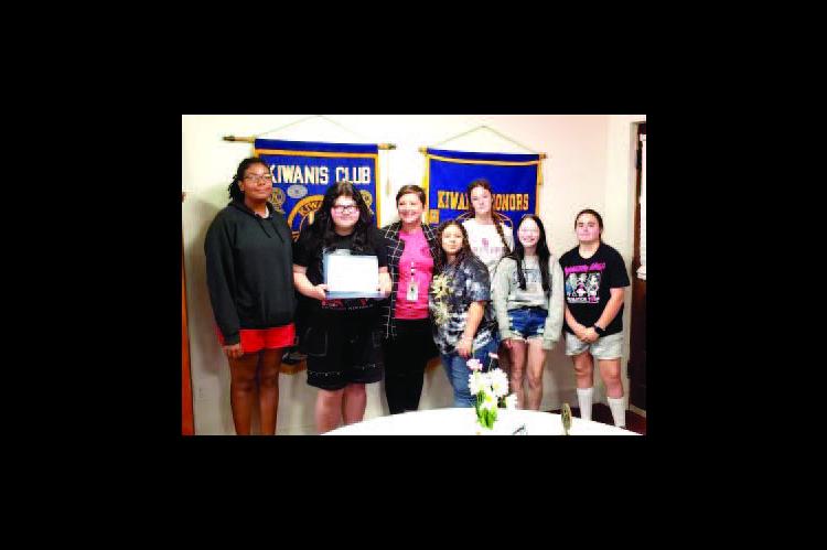 KEY CLUB MEMBERS ATTENDING THE KIWANIS MEETING TO SUPPORT ELIZABETH JOHNSON-SOTY ARE: