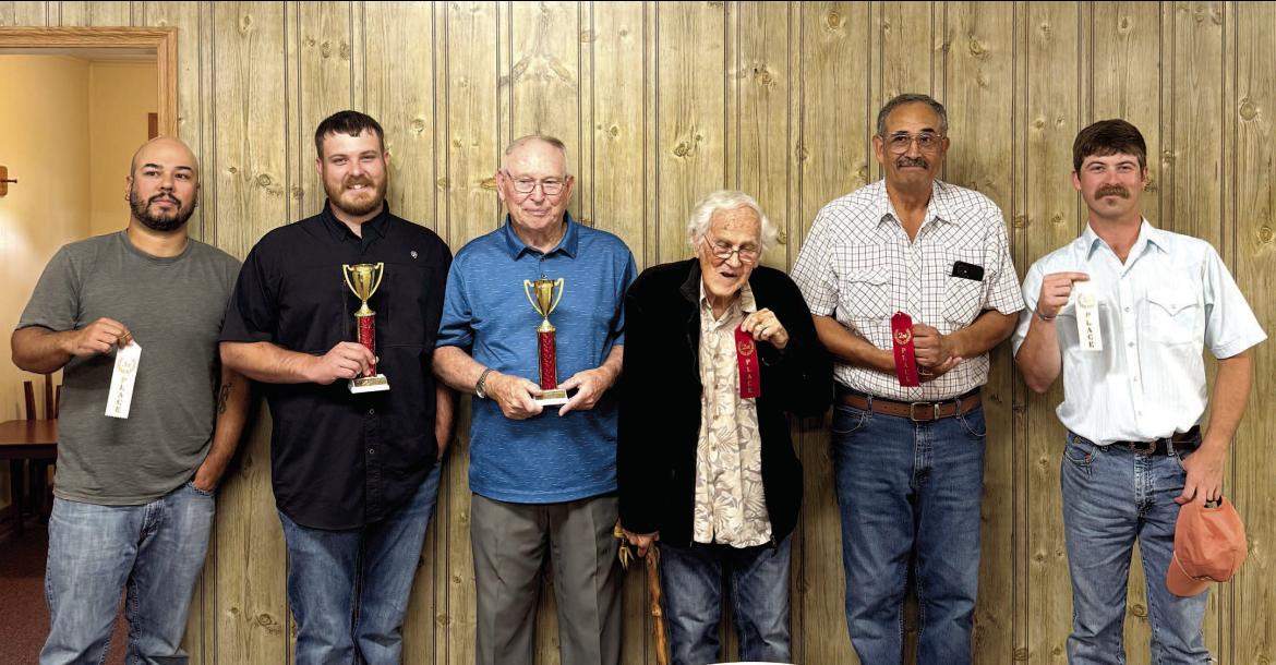 Lamar First Baptist Church celebrated their annual cake bake off. Awarded trophies to first places and ribbons to second and third places. Contestants pictured left to right are Larry Smith, Trevor Carpenter, Claude Butler, Tom Simmons, Darrell Shields and Broderic Ford. Trevor Carpenter won first place for the best tasting cake and Claude Butler won first place for best looking cake.