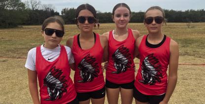 WETUMKA SCHOOLS HOSTS CROSS COUNTRY MEET TUESDAY... Students from all across the region gathered just outside Wetumka city limits this past Tuesday to compete in the Wetumka Cross Country Meet. Pictured Left at the meet are Wetumka students Maelei Barnett, Ellie Truett, Nani Mason, and Cayni Crump.