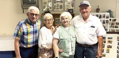 MEMBERS FROM THE GERTY CLASS OF 1963 GATHERED THIS SUMMER FOR THEIR ANNUAL REUNION. Pic- tured above are Dan SullonGaylen Poe, Kathaleen Reeves, and Tony Abney.