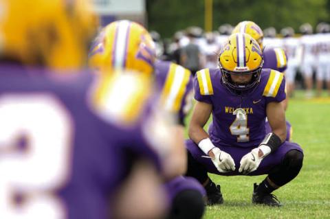 Eli Hare locks in before the game.