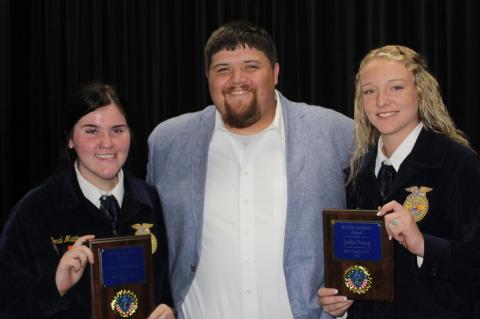 Wetumka FFA Awards given by FFA Instructor, Britton Putman