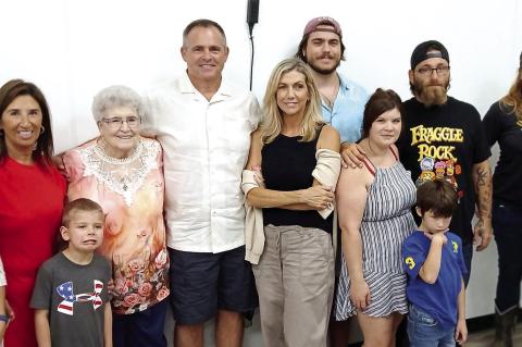 JUNE DEAN CARTER FAMILY— (left to right) (front) Jennifer Carter, Jaxon, Taylor Ingram and Kayden. (back) Doug and Lisa Duffy, June Carter, Bryn and Cindy Carter, Jake Carter.