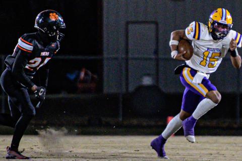 Isaiah Drake rushes for another gain on the play