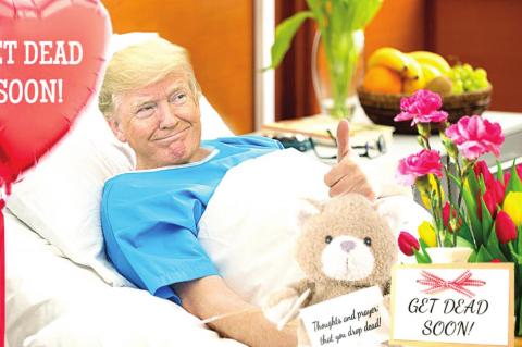 Trump’s Hospital Room Flooded With ‘Get Dead Soon’ Cards From Democrats