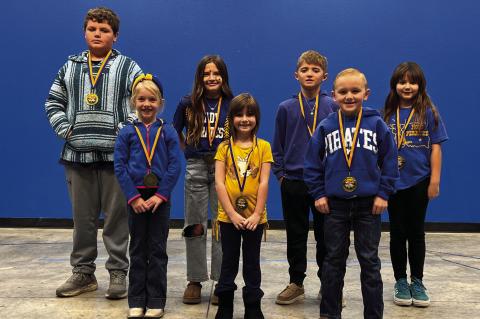 MOSS STUDENTS OF THE MONTH: Back row: Liam Twomey, Lexi Wood, Landon Gavin, Kennedi Black; front row: Maeble Mudd, Billye Gann, Swayde Janes; Not Pictured: Kimber Green
