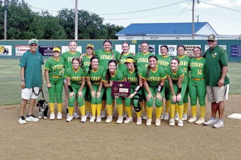 LADY HORNETS: Back row Left to right: Assistant Coach Kris Mitchell, Samantha Thompson, Lainey Parnell, Abbi Shields, Bentlee Bryant, Genna Haney, Kacyn Whitaker, Kyla Bear, Mallorie Clifton, Emma Bear, Head Coach Jeff Parnell Front row left to right: Van