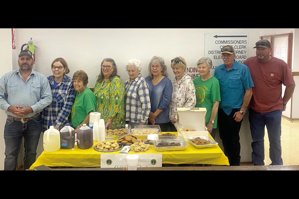 TO COMMEMORATE NATIONAL HOME EXTENSION WEEK the Ladies from The Hughes County Extension Club and the OHCE South Canadian River Club (Calvin, newly formed club) served cookies and drinks at the court house Monday morning, May 6th. Pictured are Hughes County Commissioner Coal Dilday, Judy Mathis, LaTricia Sherry, Debbie Wilson, Grace Sanford, Lu Langwell, Tache’ Cates, Narva Wilkerson, and Hughes County Commissioners Jim Lively and Dwight Barnett.